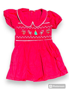 Christmas cutie smocked dress- RTS