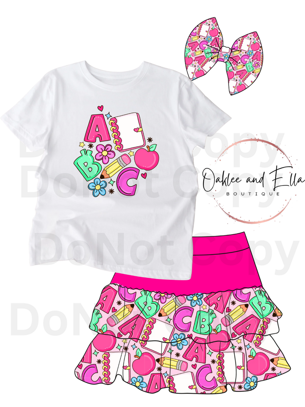 Pink ABC school Ruffle Frill layer skirt BUNDLE