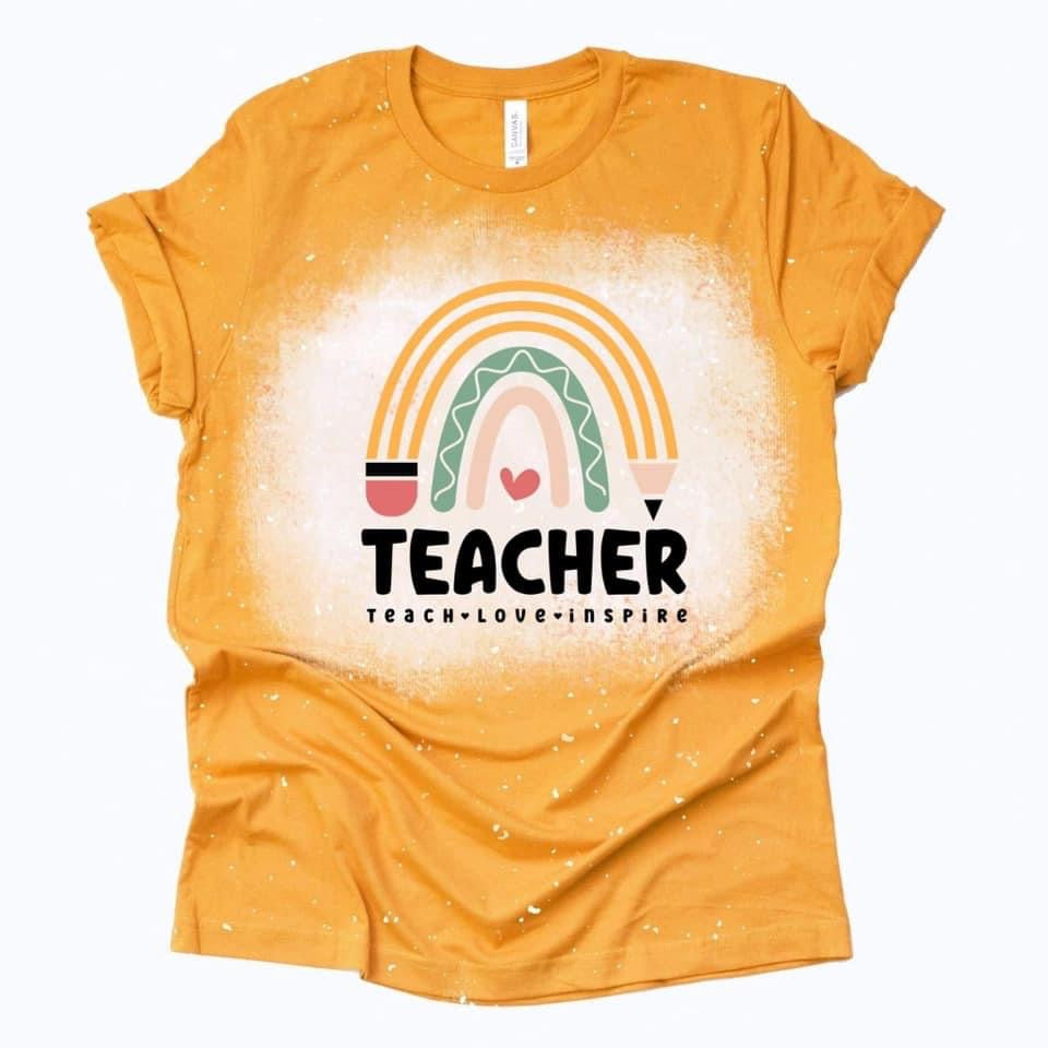 Teacher rainbow bleached OEB shirt