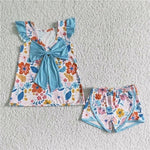 Floral bow back Short Set