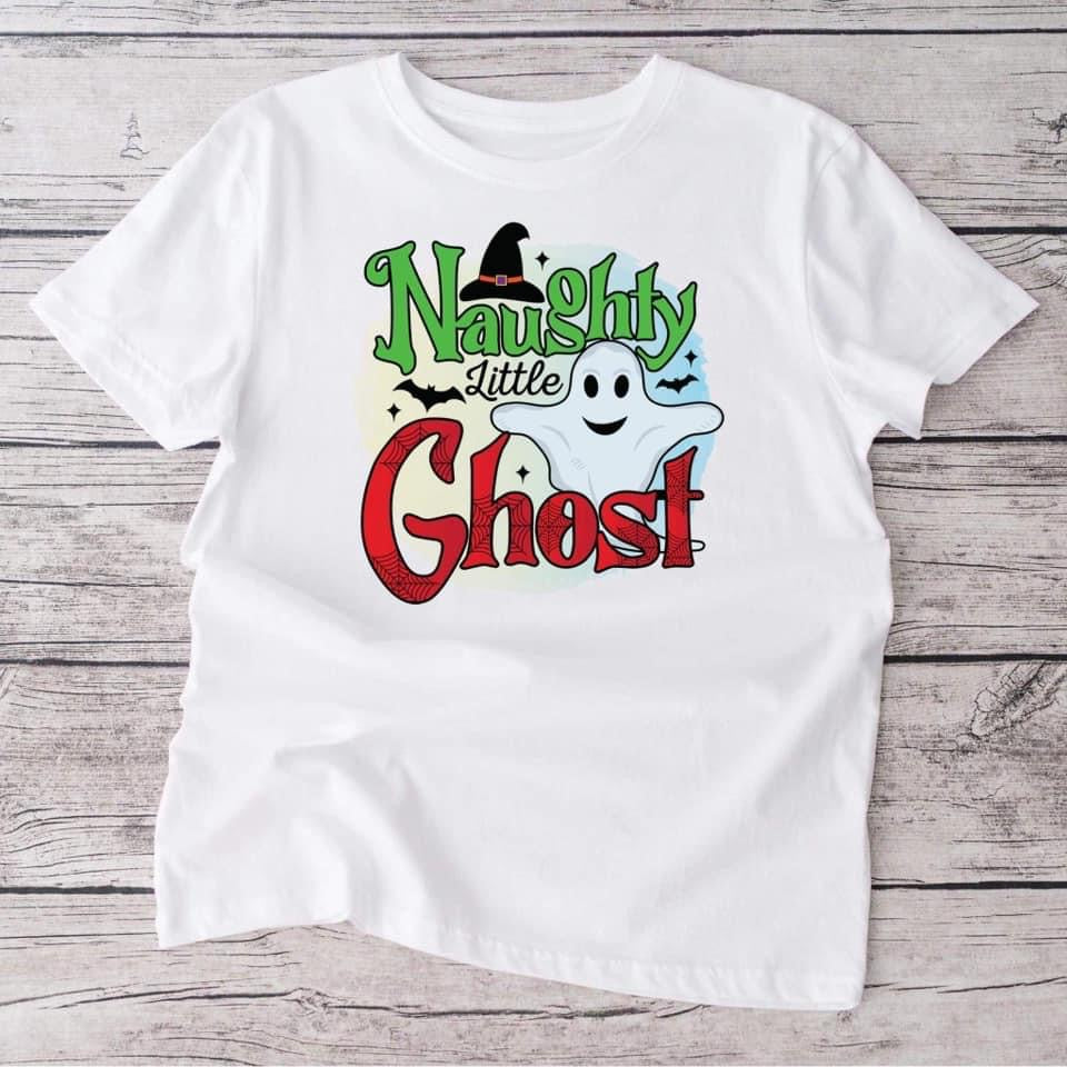 Naught ghost long sleeve white  tshirt