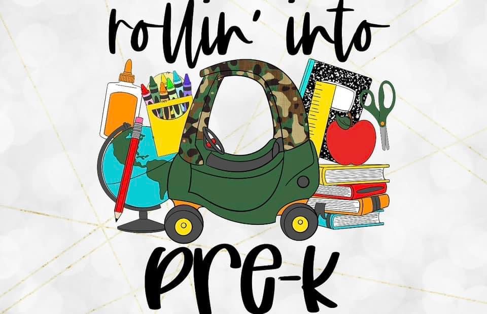 Rollin into pre-k kids white  tshirt