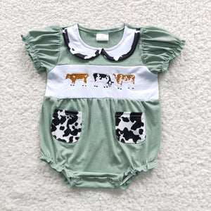 Sage Cows Girl romper