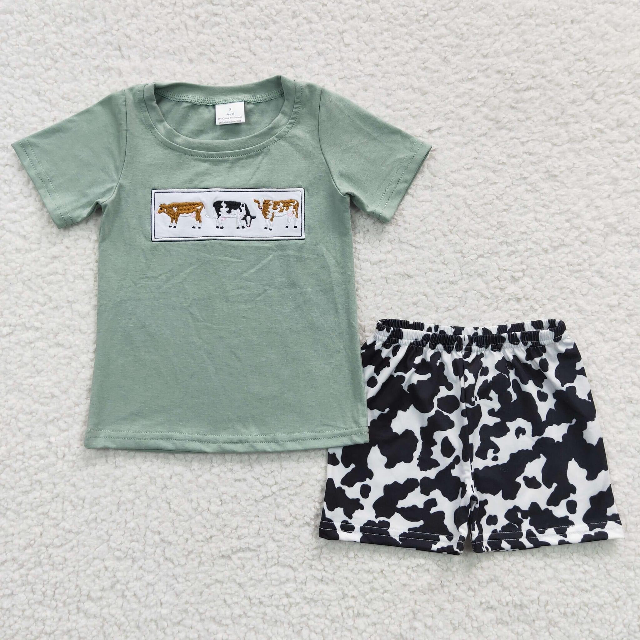 Sage Farm Animals boy short set