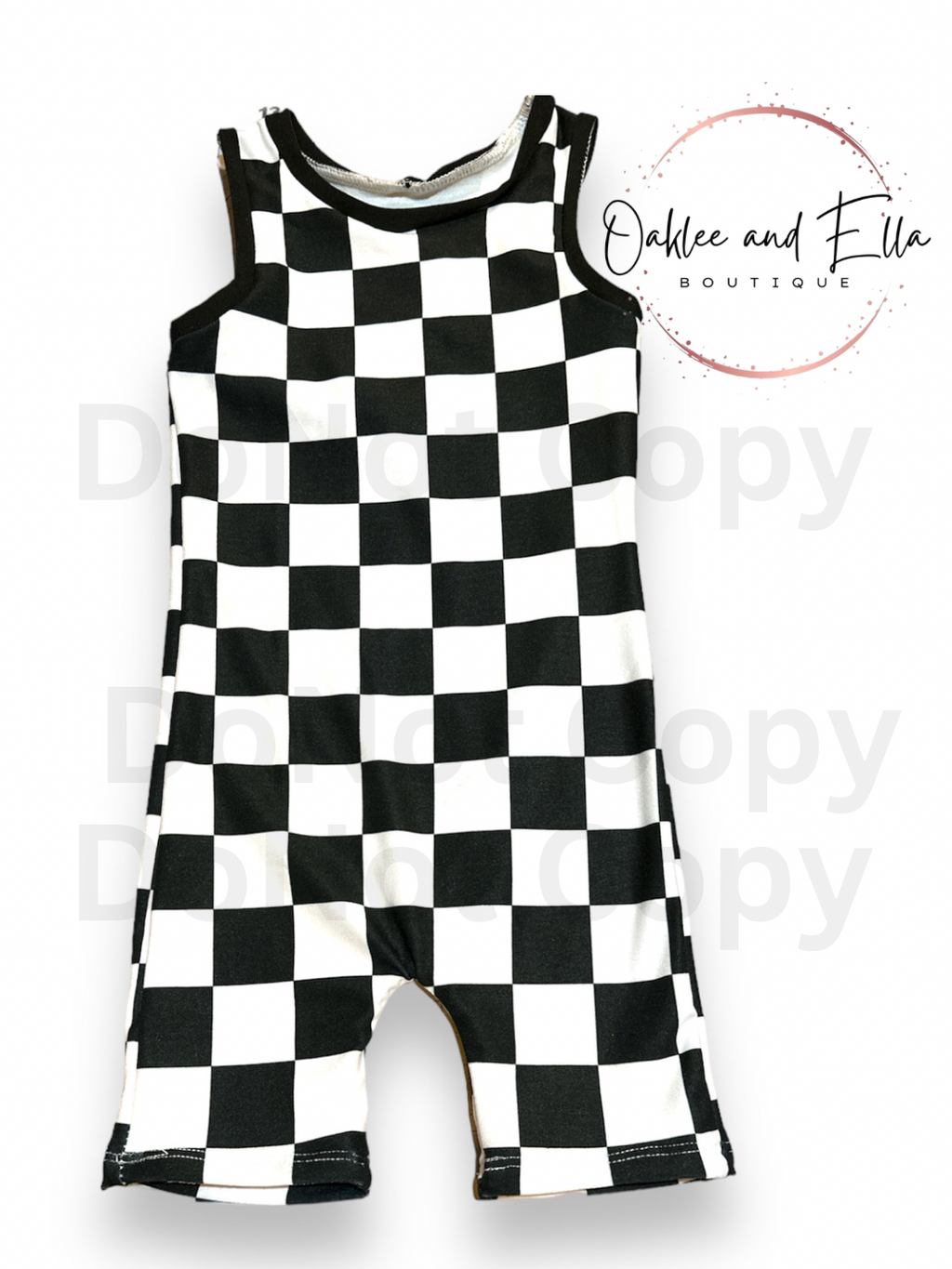 Black and white check Ollie romper - handmade