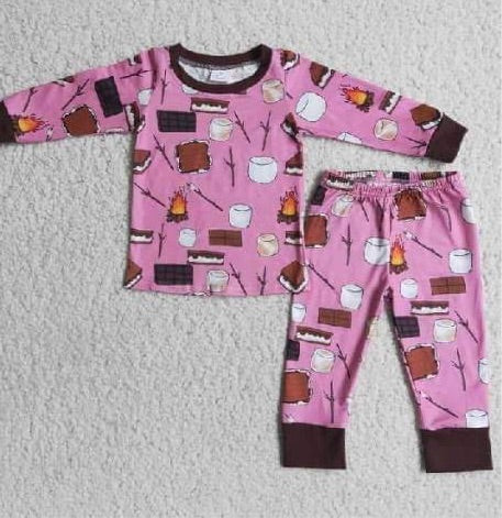 S’more jammies pink 2pc short sleeve set
