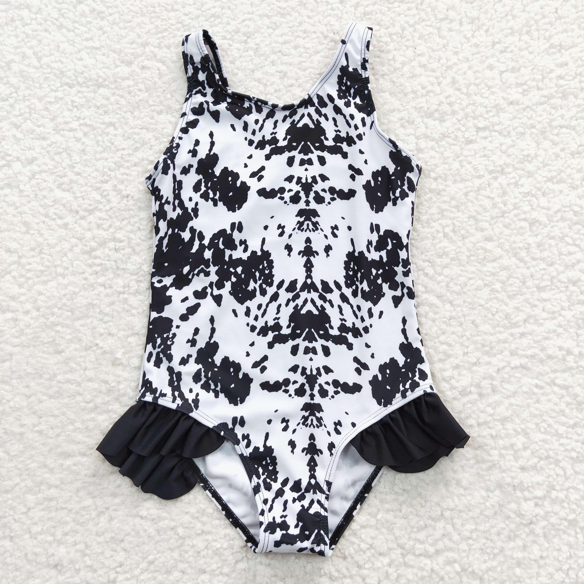 Cow ruffle Swim Suit - Girls