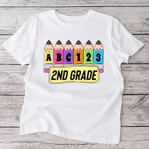 Pencil alphabet white  tshirt- personalized