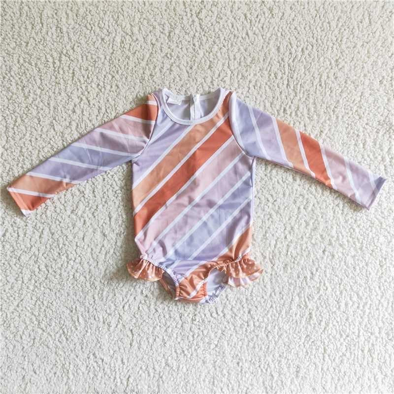 Pastel Stripe Swim Suit - Girls