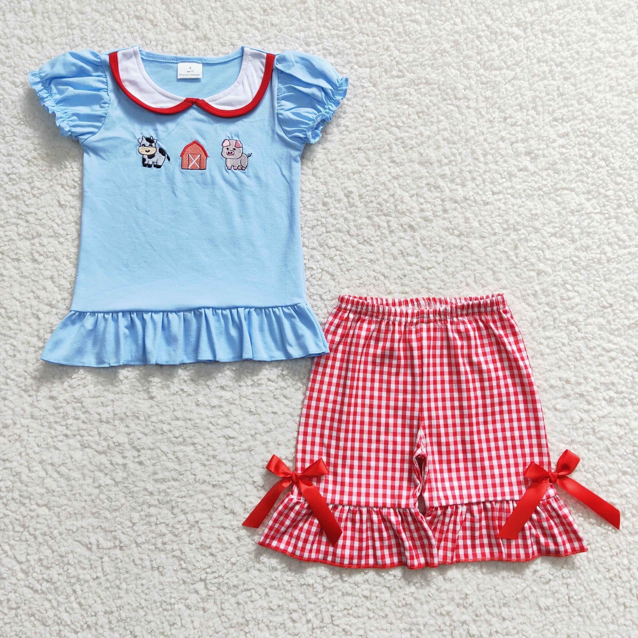 Red Farm Animal Short Set