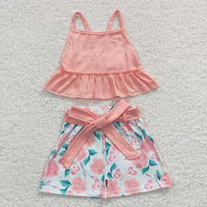 Peach floral Short Set