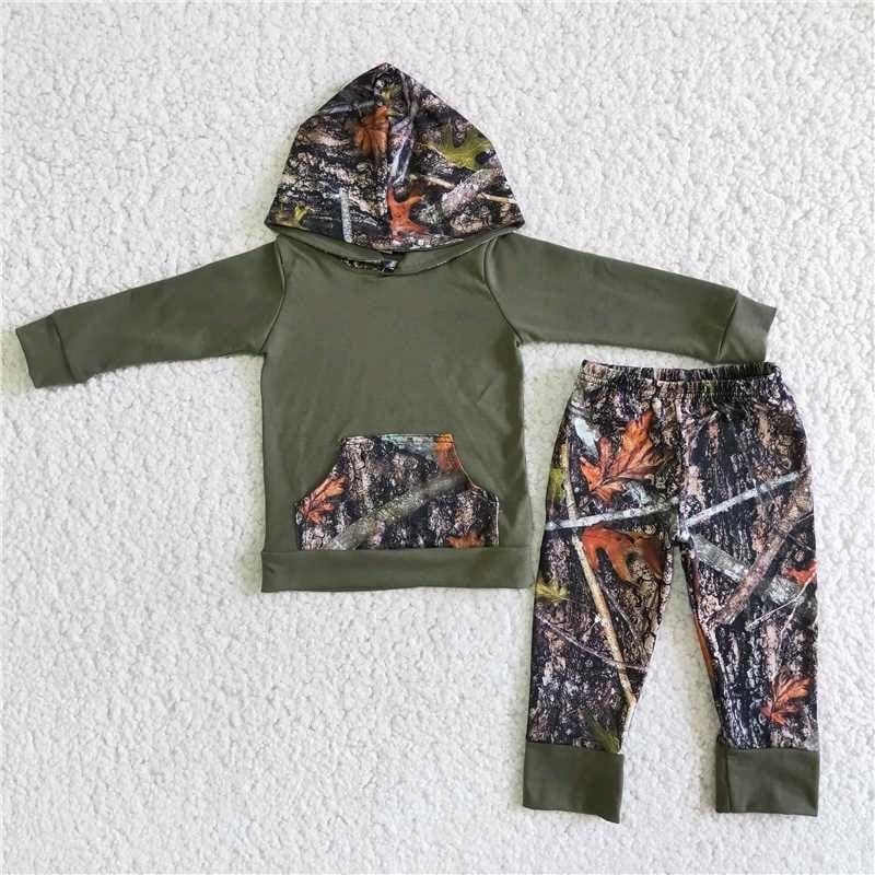 Camo hooded 2pc long sleeve set