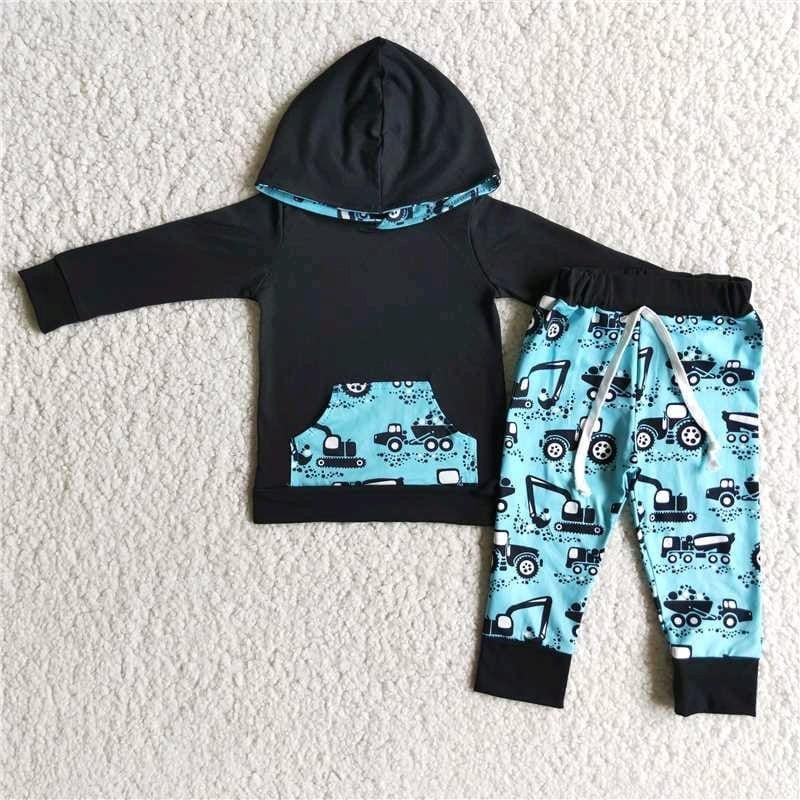 Construction hooded 2pc long sleeve set