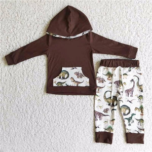 Dinos hooded 2pc long sleeve set