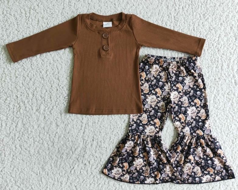 Brown Floral pant set