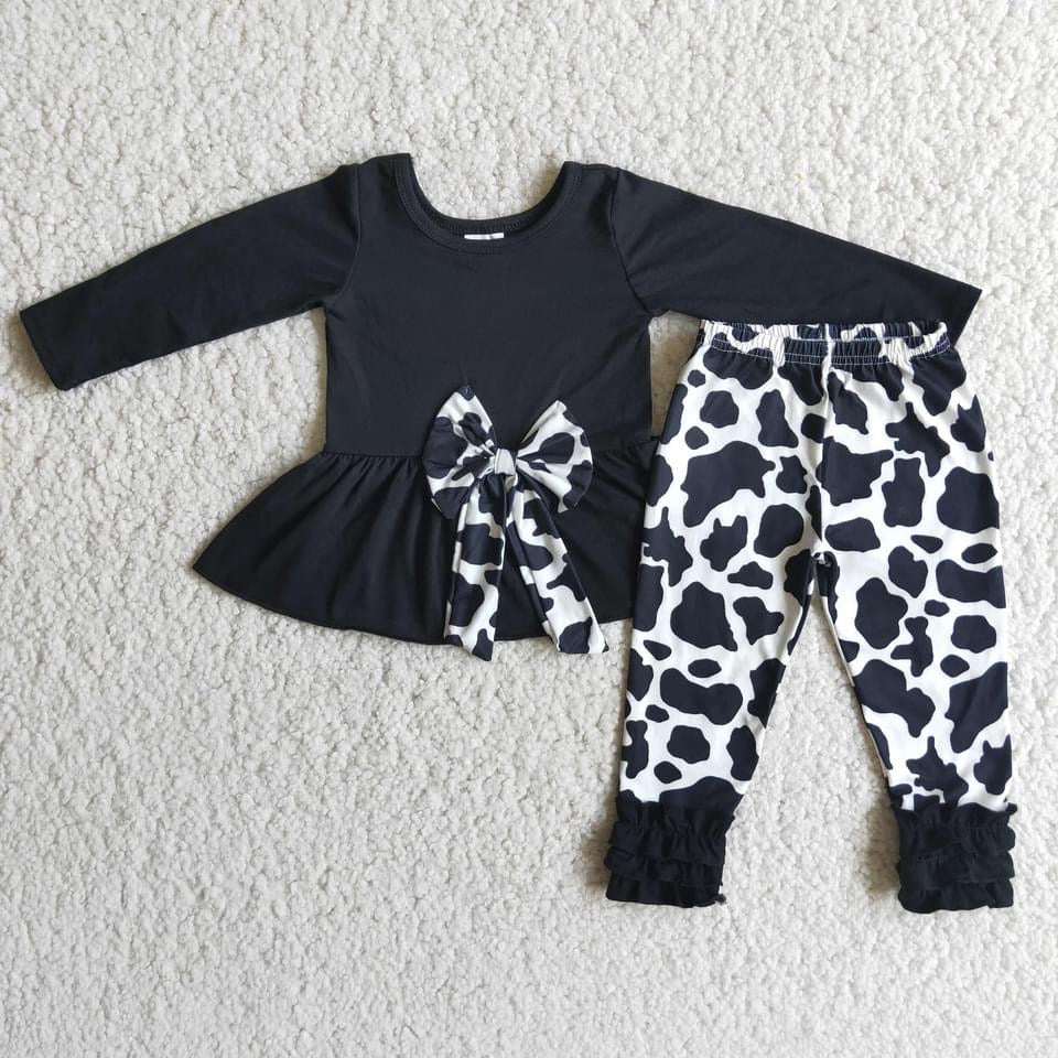 Cow cute ruffle Pant Set