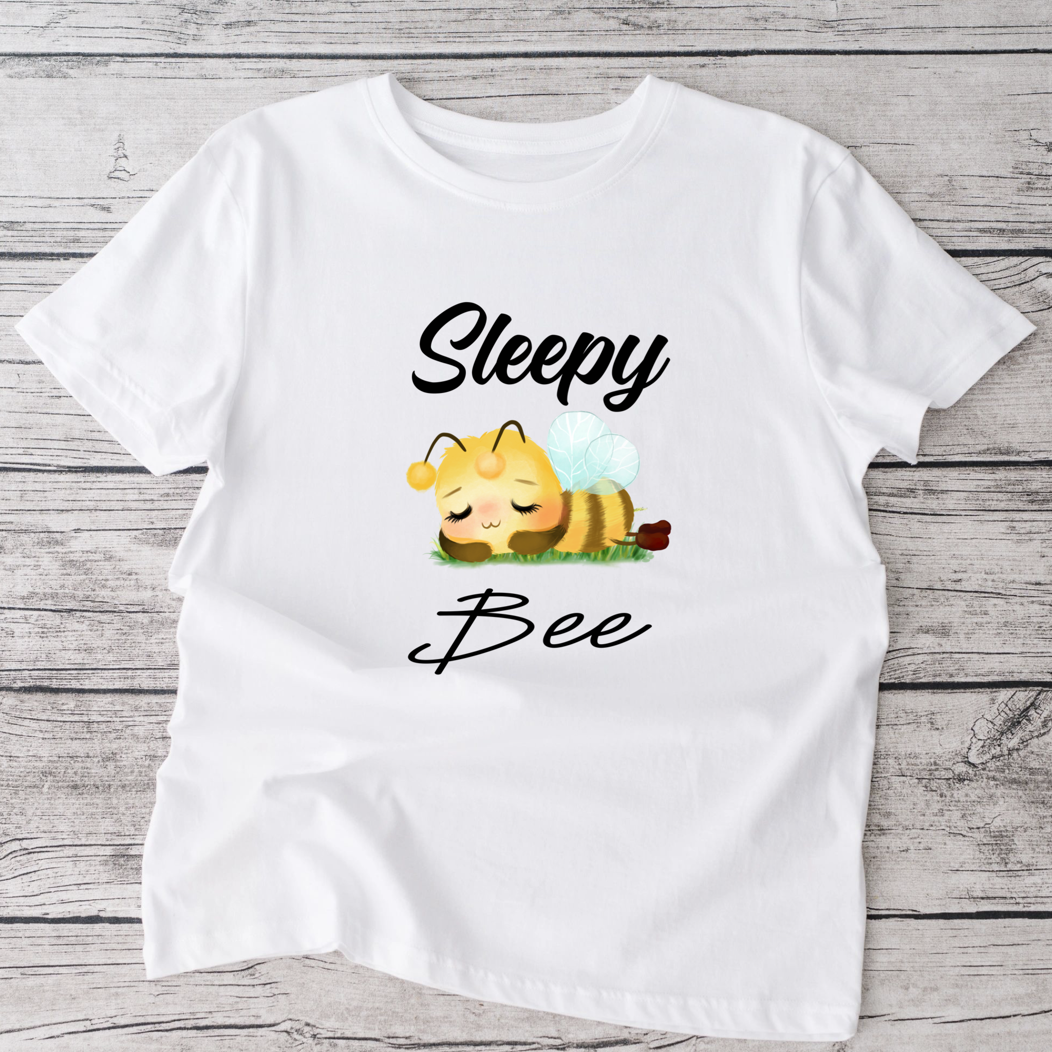 Sleepy Bee white  tshirt