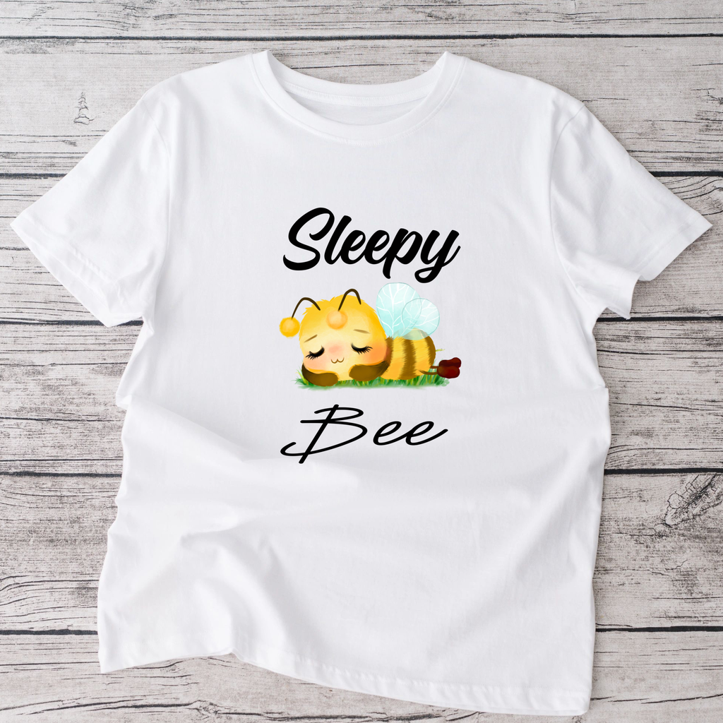 Sleepy Bee white  tshirt