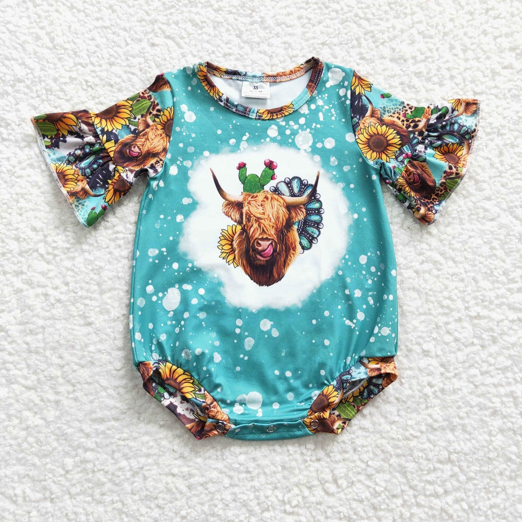 Turquoise Highland Cow romper