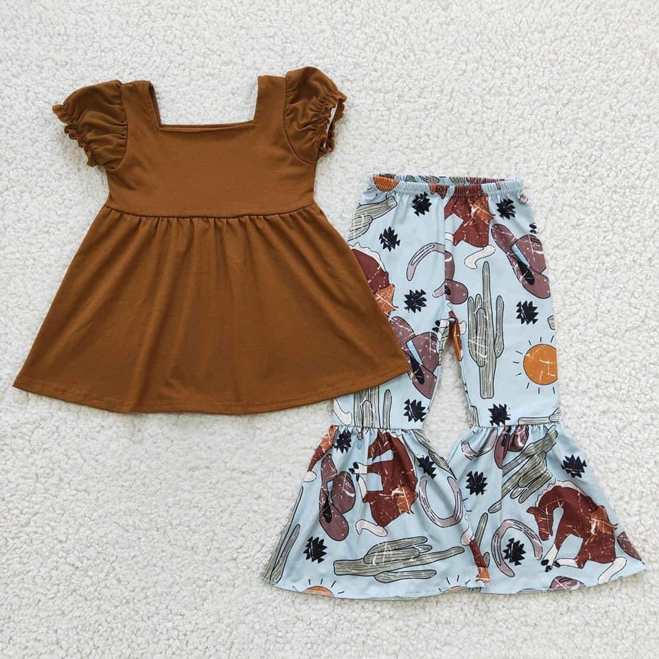 Brown peplum western set