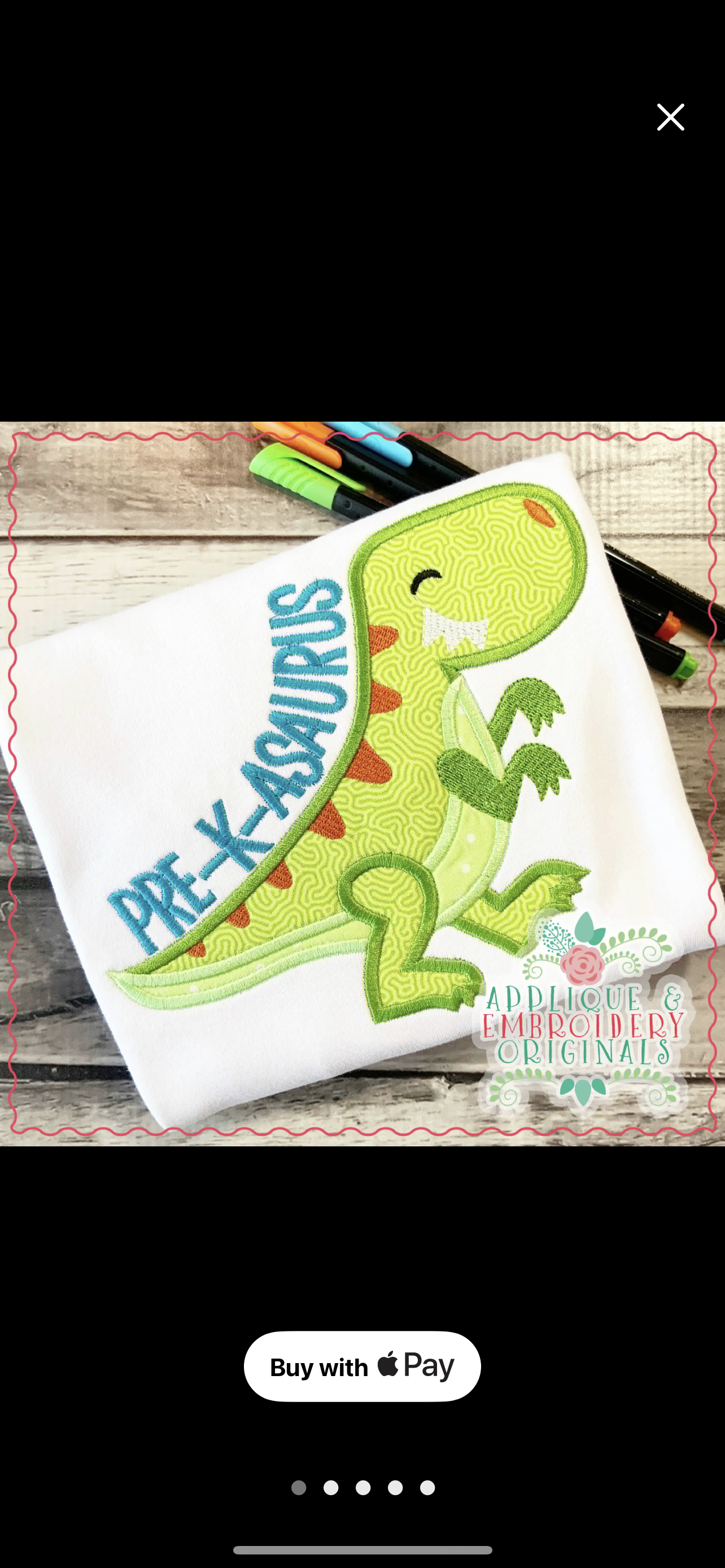 Embroidered Appliqué boy Dino pre k tshirt