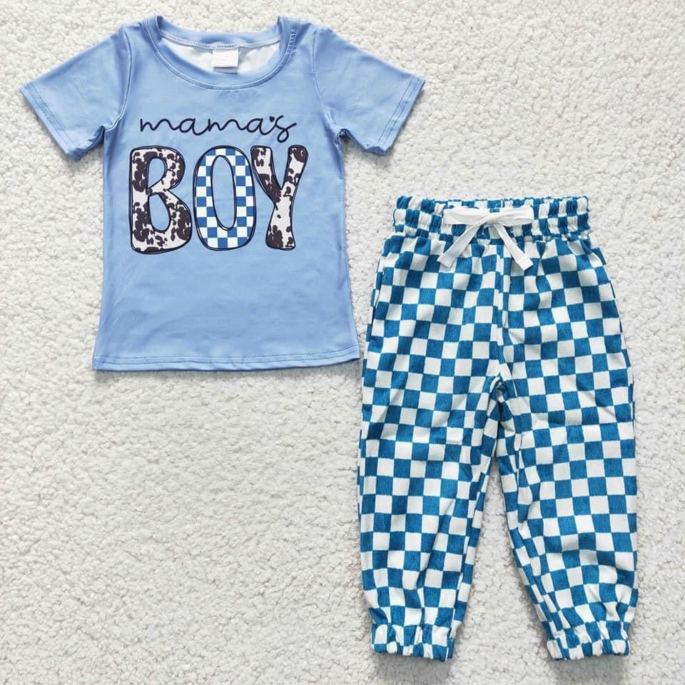 Mama boy blue check Set