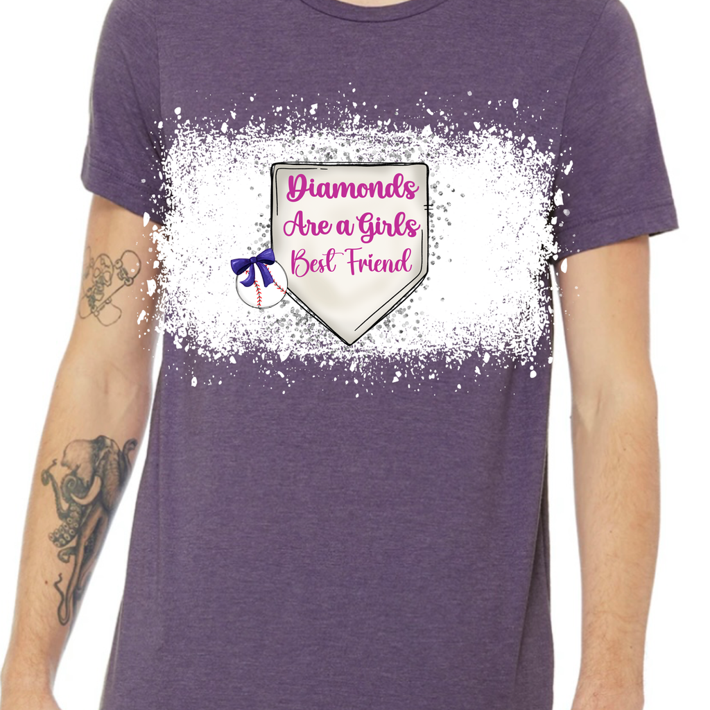 Diamonds girl bff purple bleached Adult tshirt