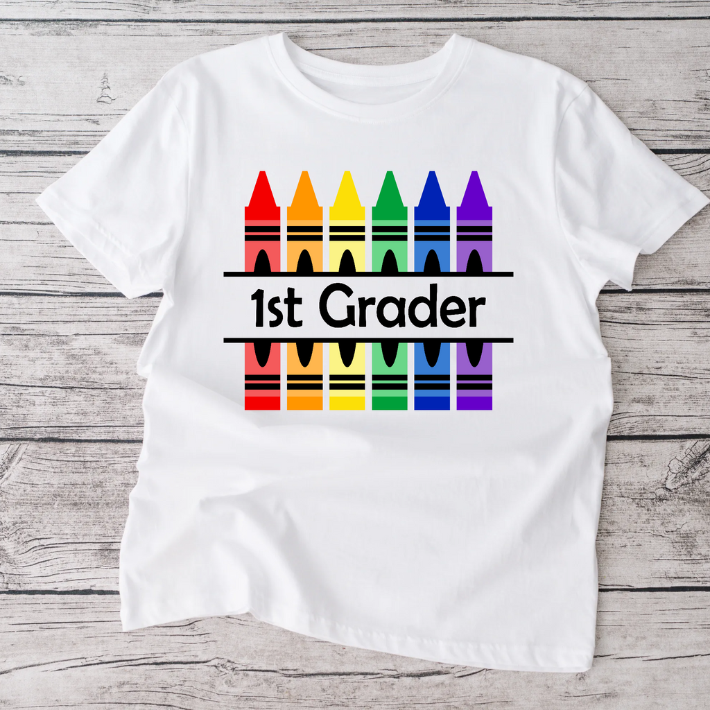 Crayon school white  tshirt- personalized