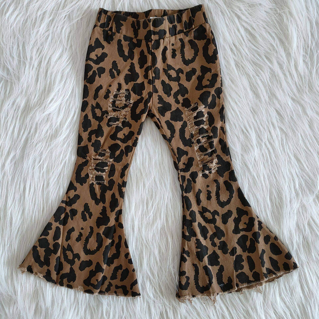 Distressed Leopard  flare Jeans!- pants Only