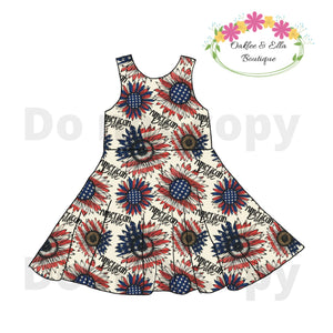 American babe Handmade bow Back Dress