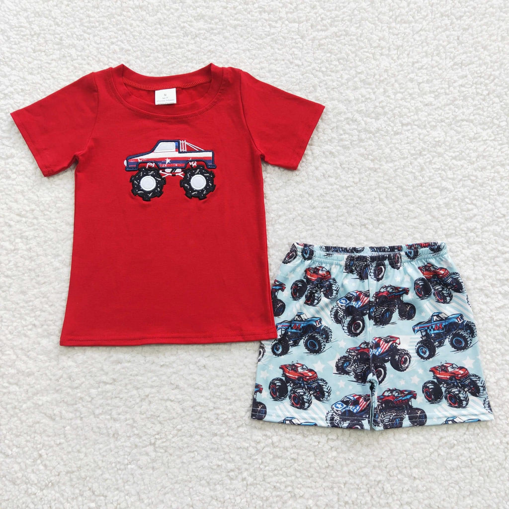 Red Monster Truck short set