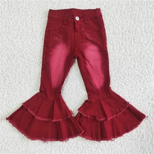 Merlot Ruffle Blue Jeans!- pants Only