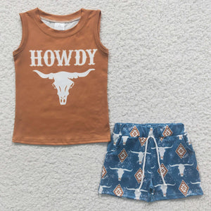 Howdy Skull Boy Short Set