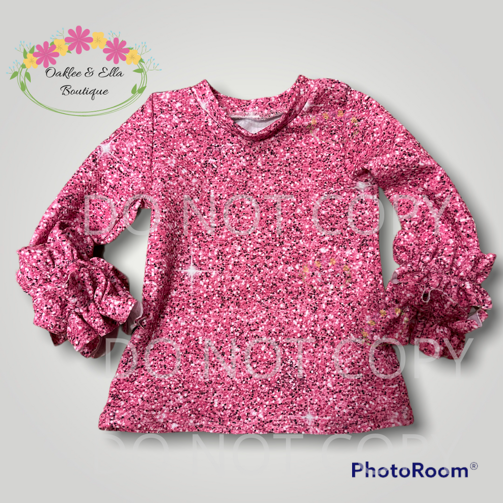 Pink sparkle  Layering top - Select your sleeve Handmade with love