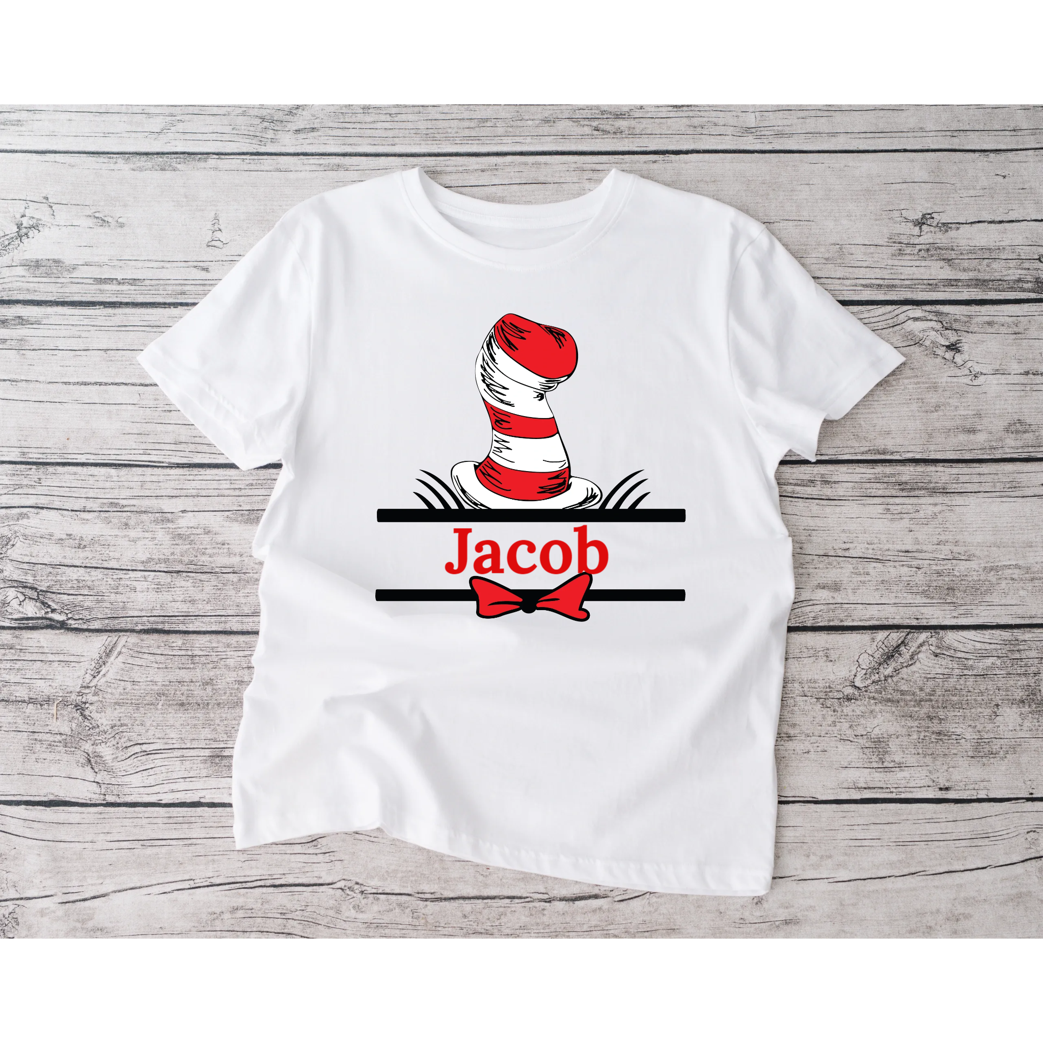 Kids white CAT Name tshirts