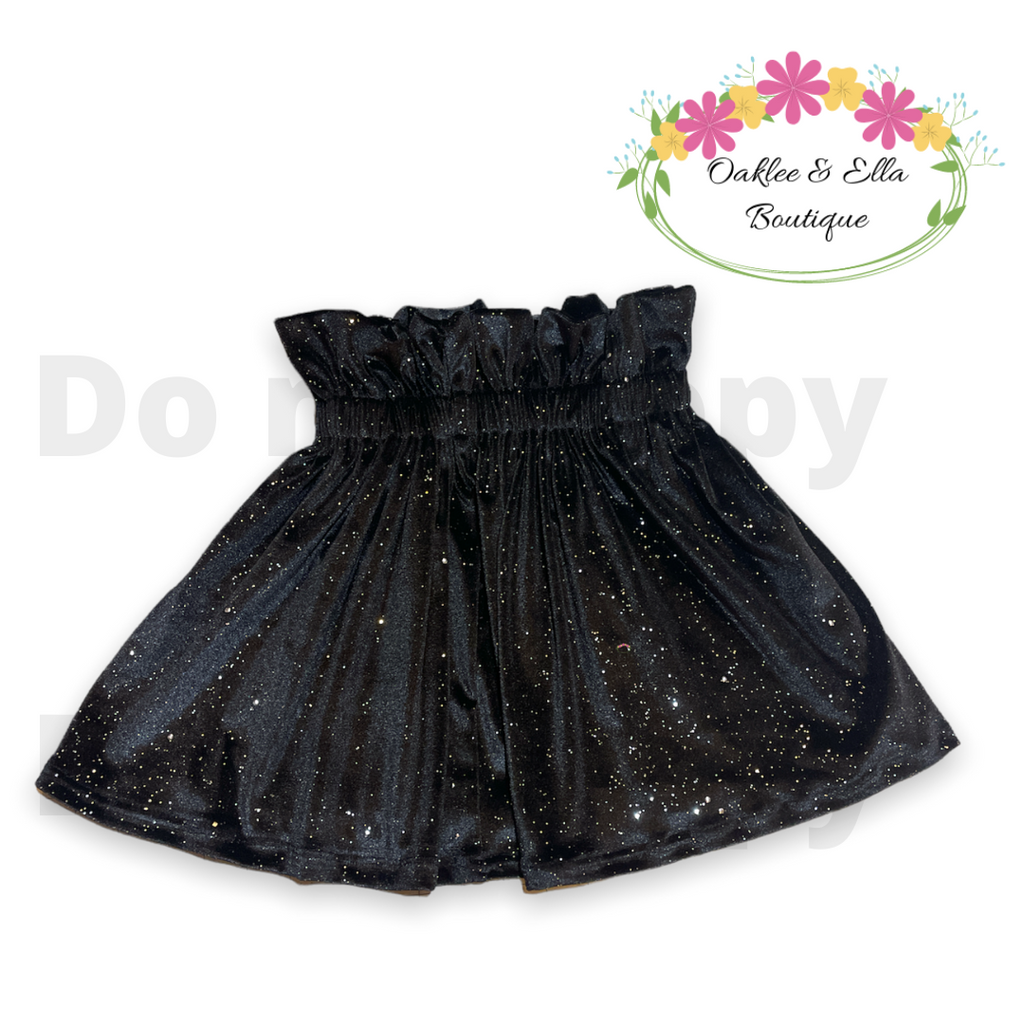 Black sparkle velvet willow skirt