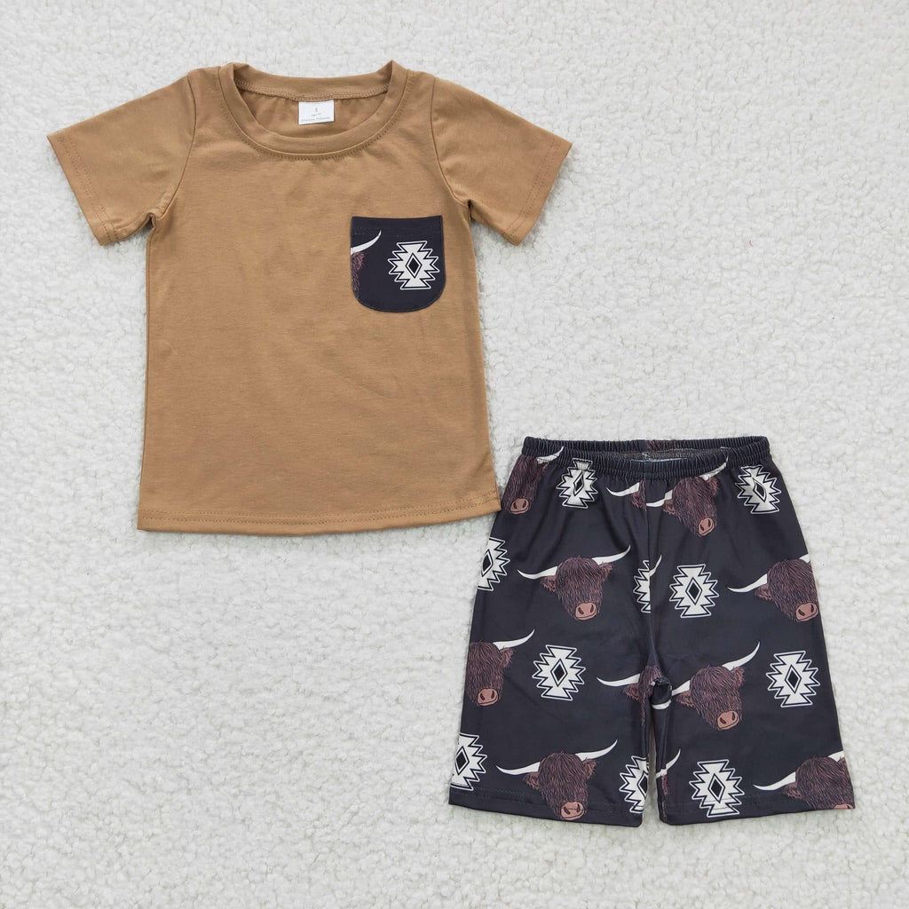 Highland Cow Boy Short Set