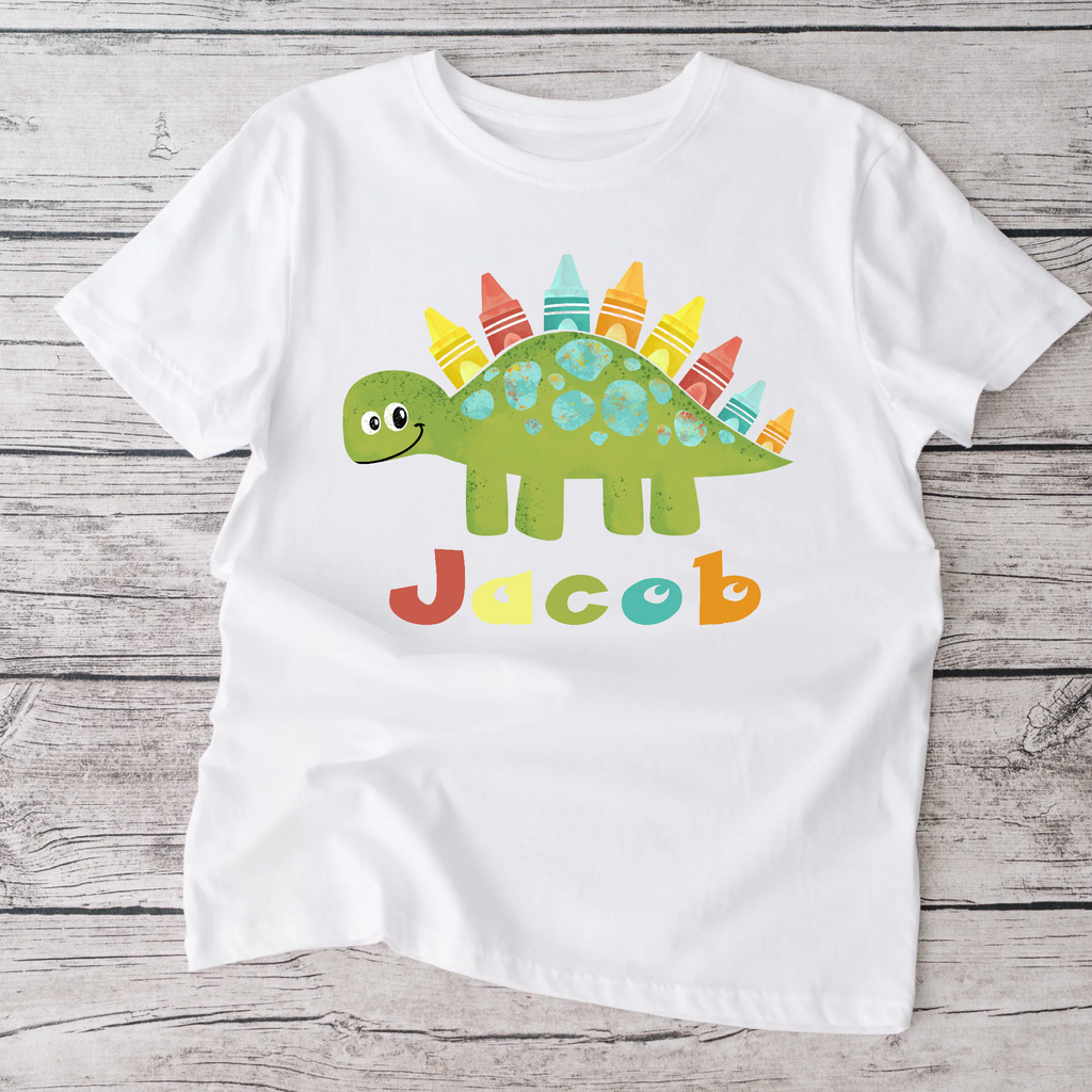 Personalized dino school white  tshirt- personalized