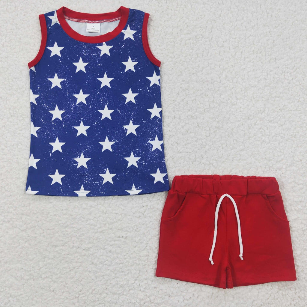 4th stars Boy tank Short Set