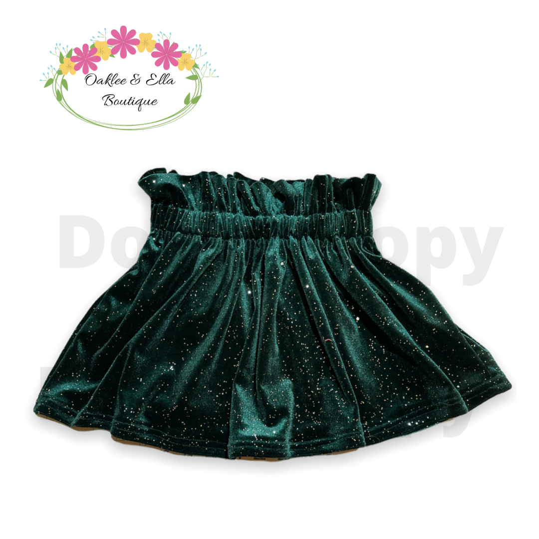 Green  sparkle velvet willow skirt