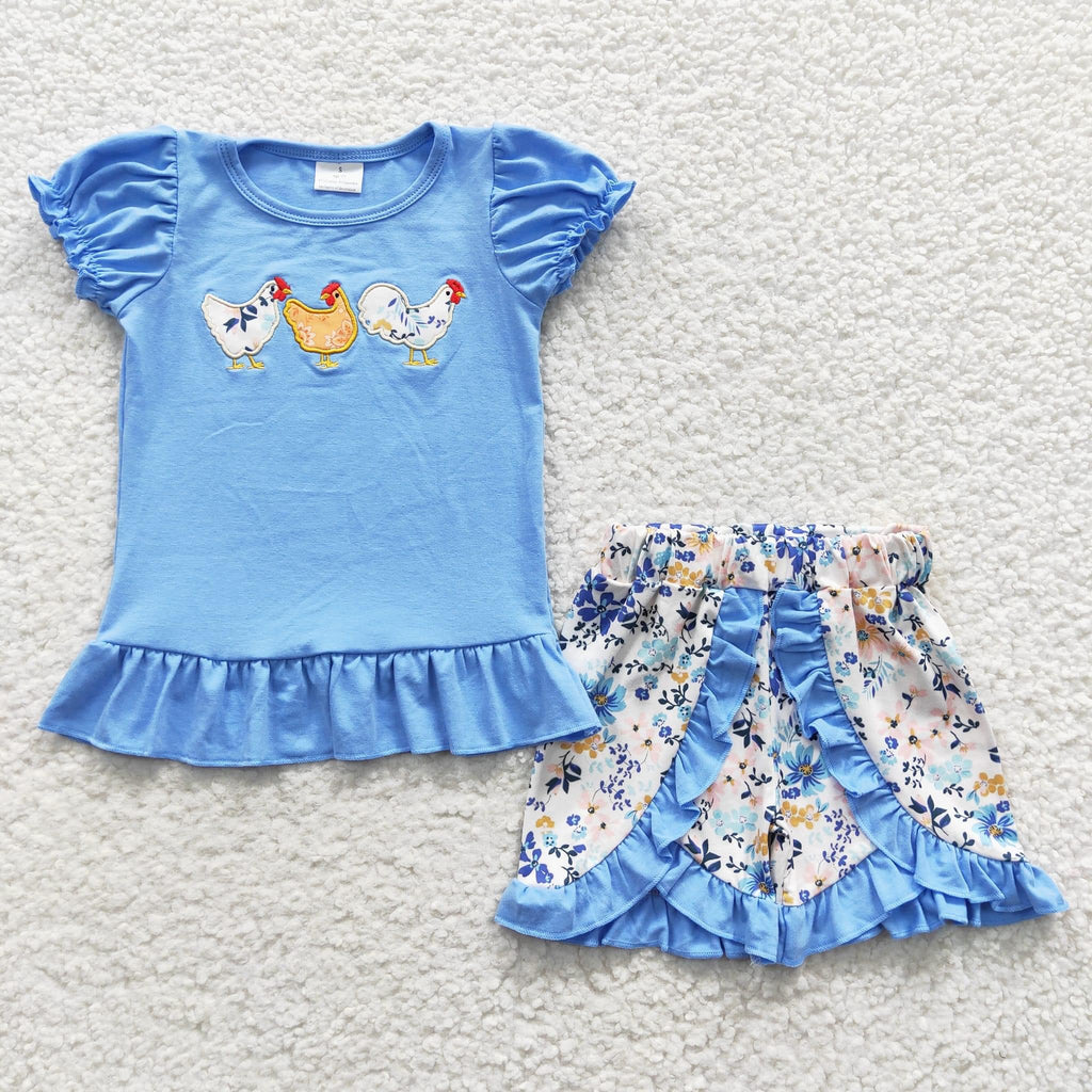Blue Chicken Short Set- girl