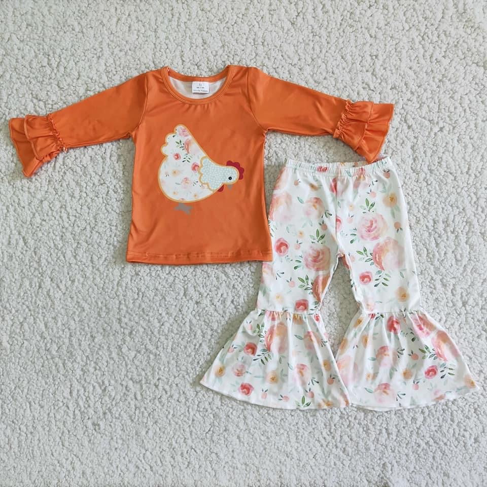 Chicken floral 2pc long sleeve set