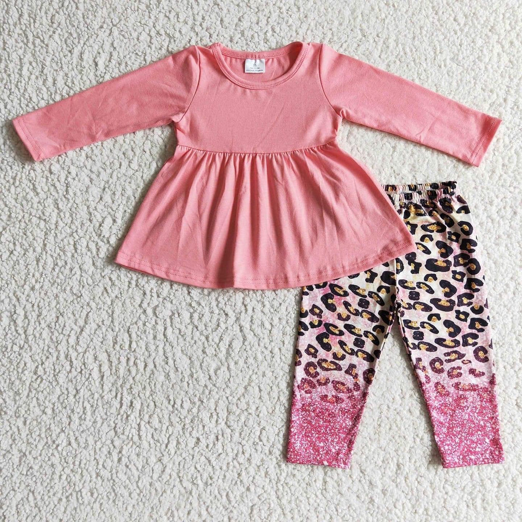 Pink leopard long sleeve set