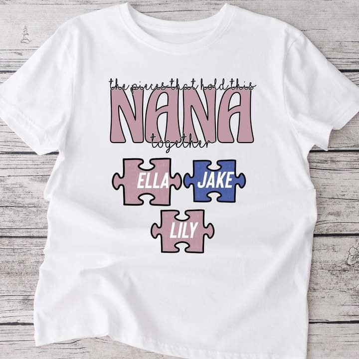 Nana puzzle pieces Adult white tshirt