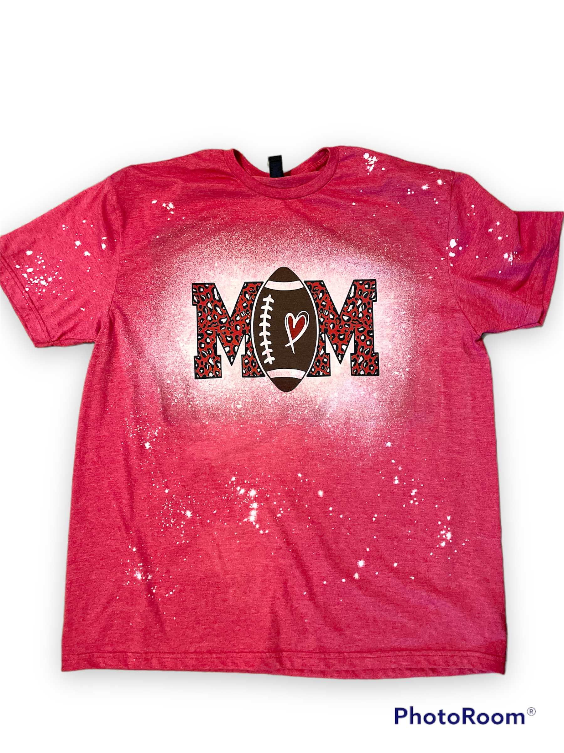 Bleached red Football Mom Adult tshirt