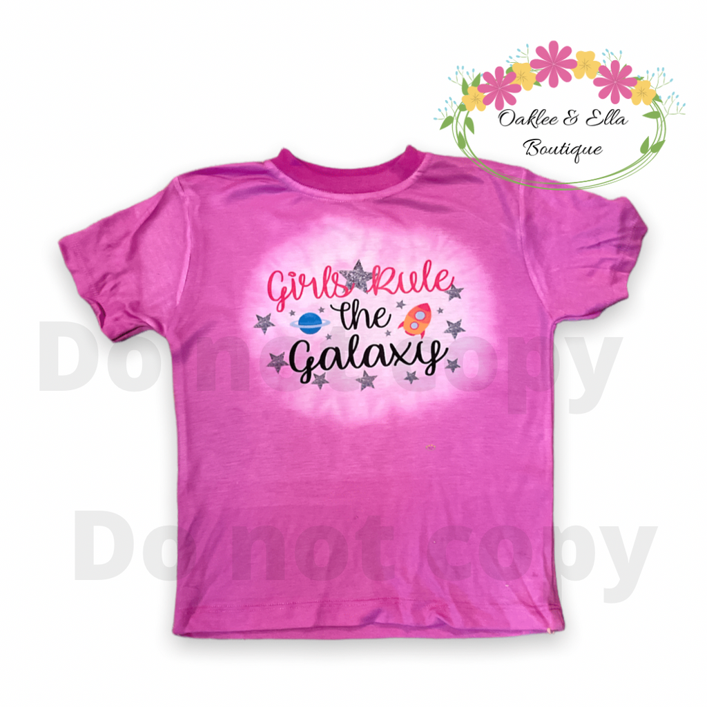 Girls rule galaxy kids bleached tshirt