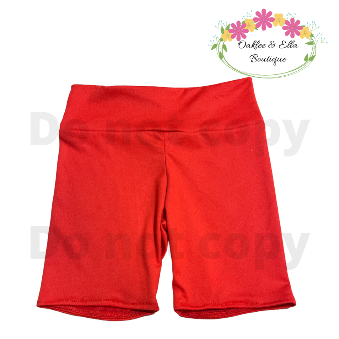 Solid red Biker Shorts