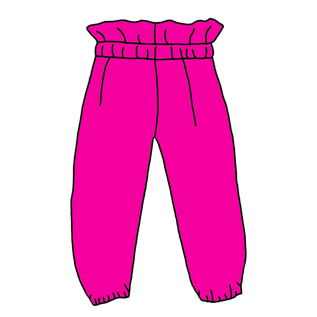 Hot Pink paper bag Pants -handmade with love