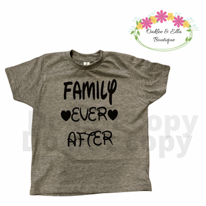 Family Ever After grey  kids tshirts