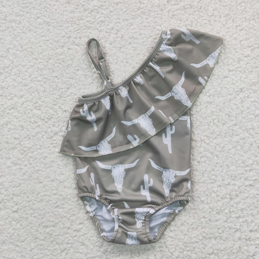 Sage Skull Swim Suit - Girls